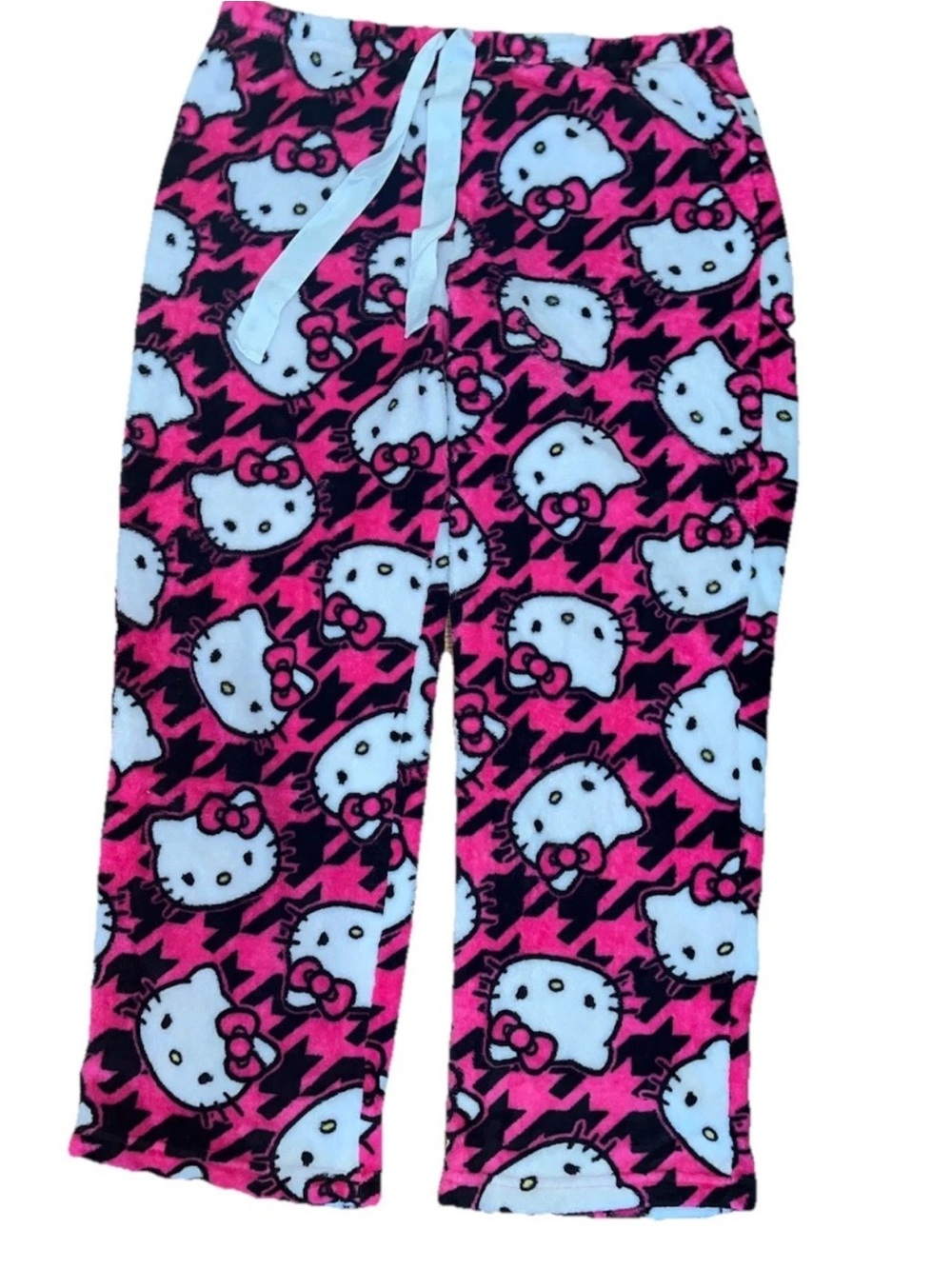 Women’s Size 2X Hello Kitty Fleece Fuzzy Pajama Pants Pink Black